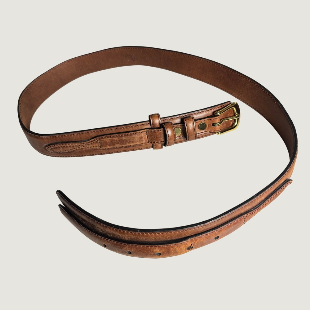 3D Belt Company Men Belt 40" Brown Genuine Leather Vtg Western Stitched Heritage